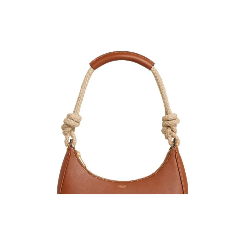 CELINE AVA Smooth Cow Leather Dumpling Bag Shoulder Bag Medium Size Women's Tawny-3
