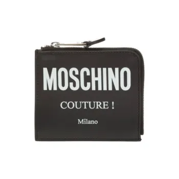 MOSCHINO Leather Clutch Wallet Women's Black
