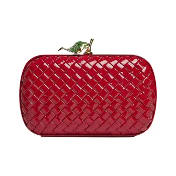 Bottega Veneta KNOT Lambskin Clutch Women's Red