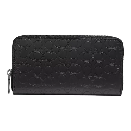 COACH Accordion Wallet Leather Clutches Wallets Small Size Unisex Black