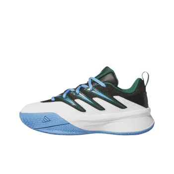 Adidas Dame Certified 3 Anti Slip Wear Resistant Low Top Children's Basketball Shoes White/Green/Blue Teenagers