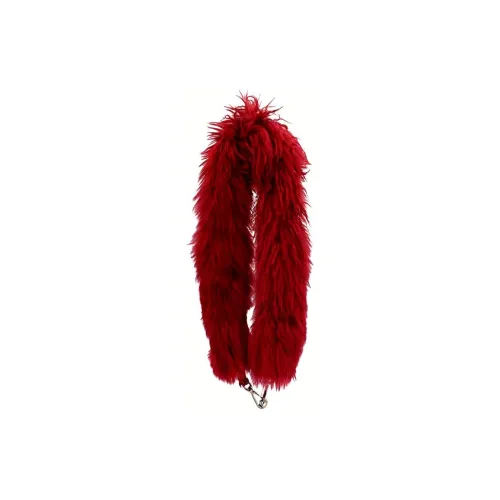 FENDI Leather & Alpaca Plush Bag Accessory Women's Red