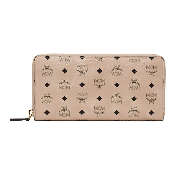 MCM Zip Around Wallet Visetos Large Beige-0