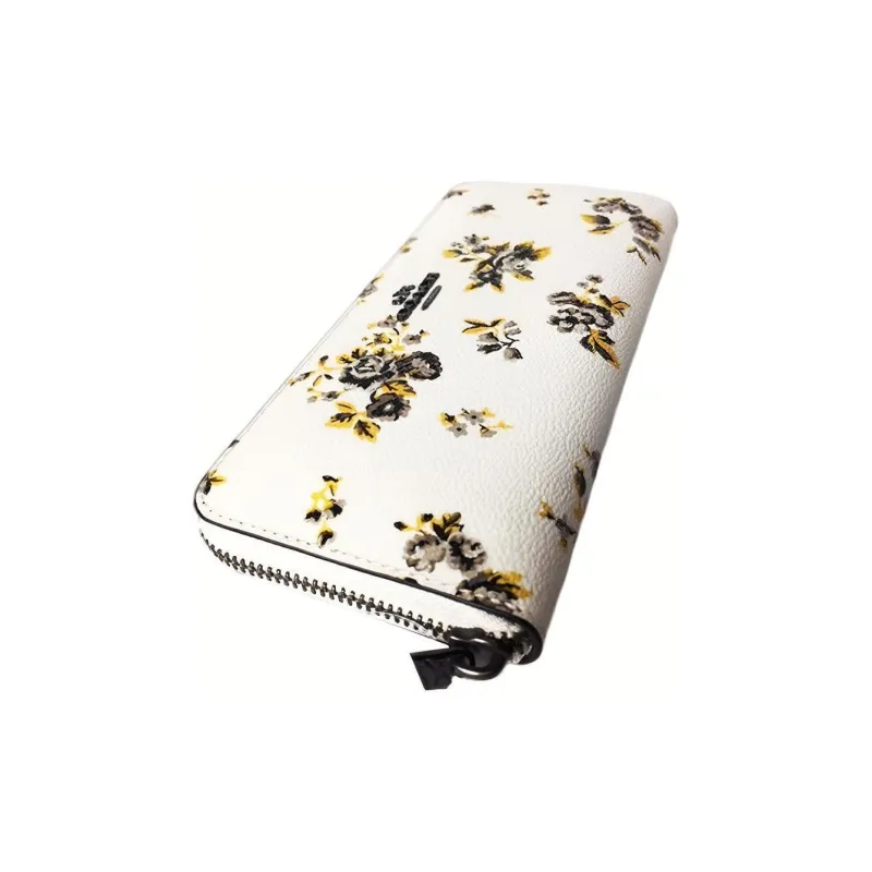 COACH Accordion Zip Leather Trunk Wallet Women's Ecru-2