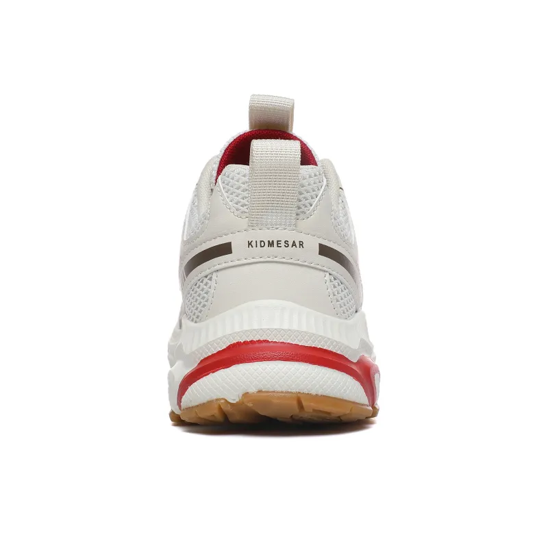 CEDAR HAN Slip Resistant, Abrasion Resistant, Lightweight Low Top Sprint Running Shoes Men's Beige Red-4