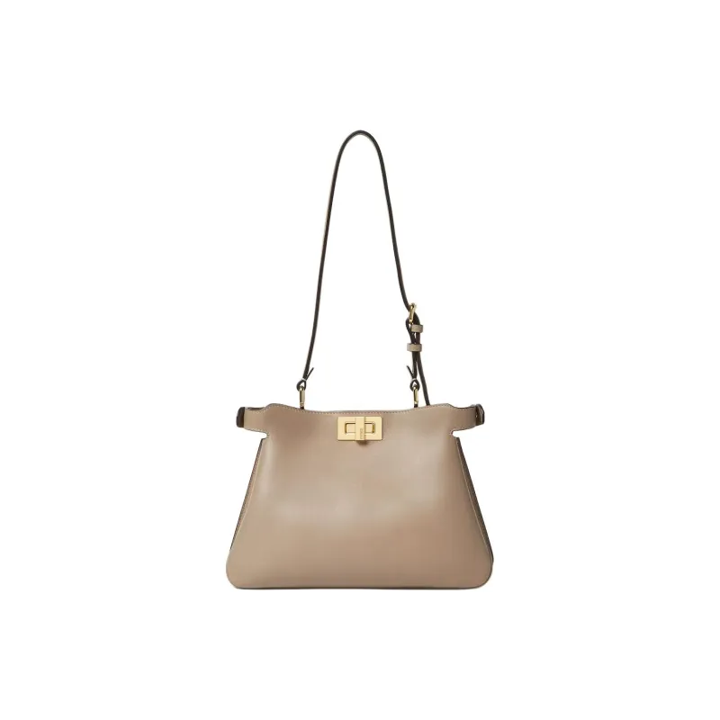 FENDI Peekaboo Cow Leather Shoulder Bag Small Size Women's Gray-1