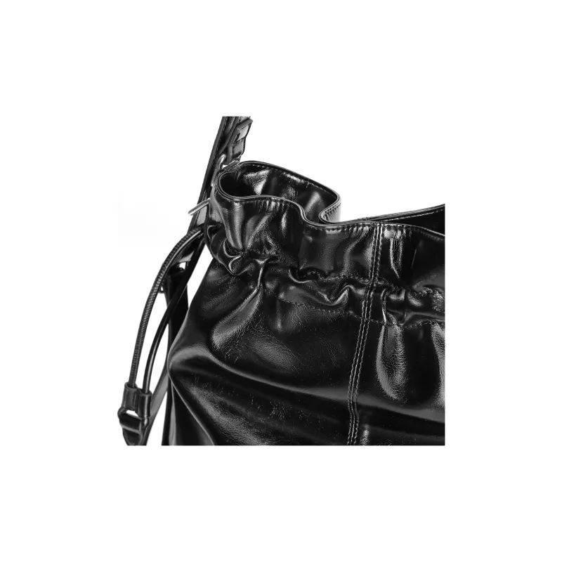 BELLE Artificial Leather Bucket Bag, Shoulder Bag Tubas Women's Black-3