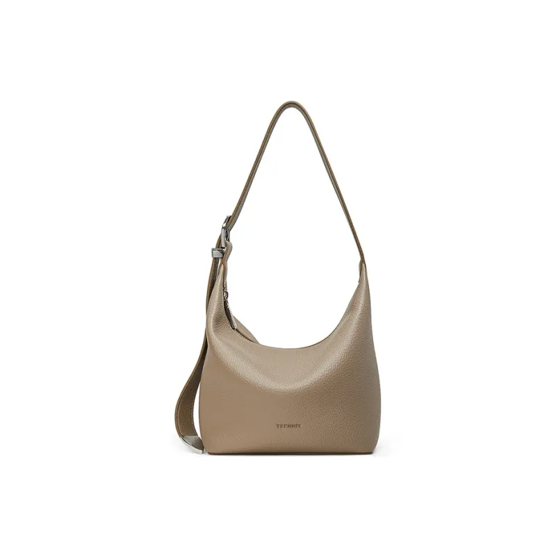 Teenmix Cow Leather Shoulder Bag Trumpets Women's Black/Elephant Gray-9