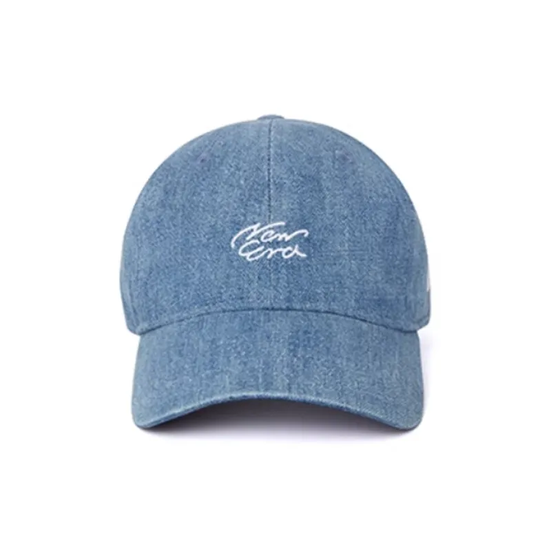 New Era Cotton Baseball Caps Unisex Denim Blue-1
