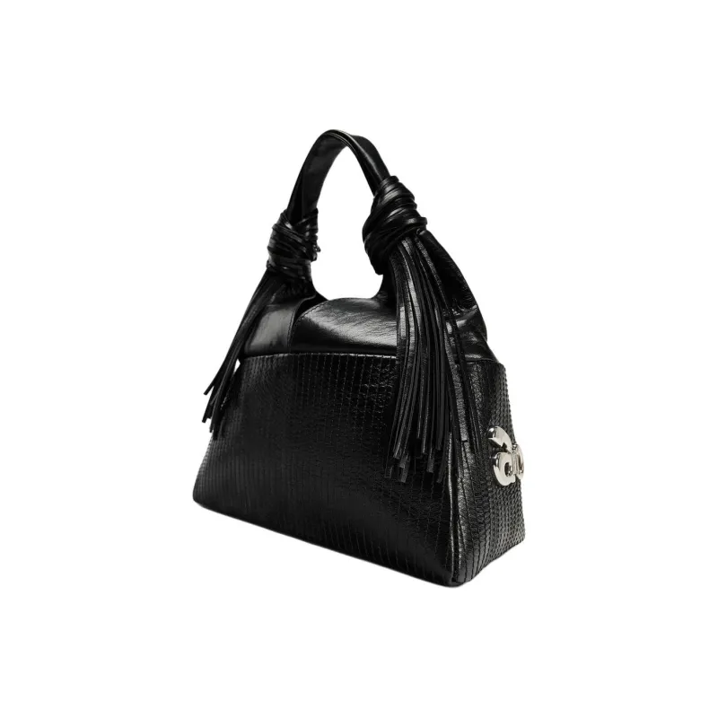 ZARA AO YES Collaboration Sheepskin Handbag Women's Black-2