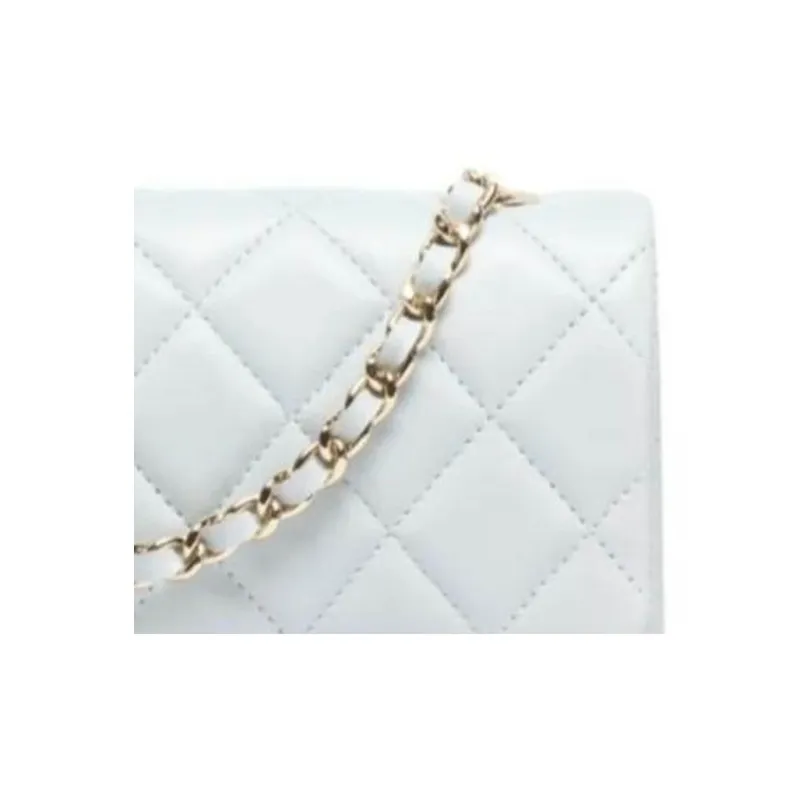 CHANEL Sheepskin Crossbody Bag, Shoulder Bag Mini Women's Light Blue-3