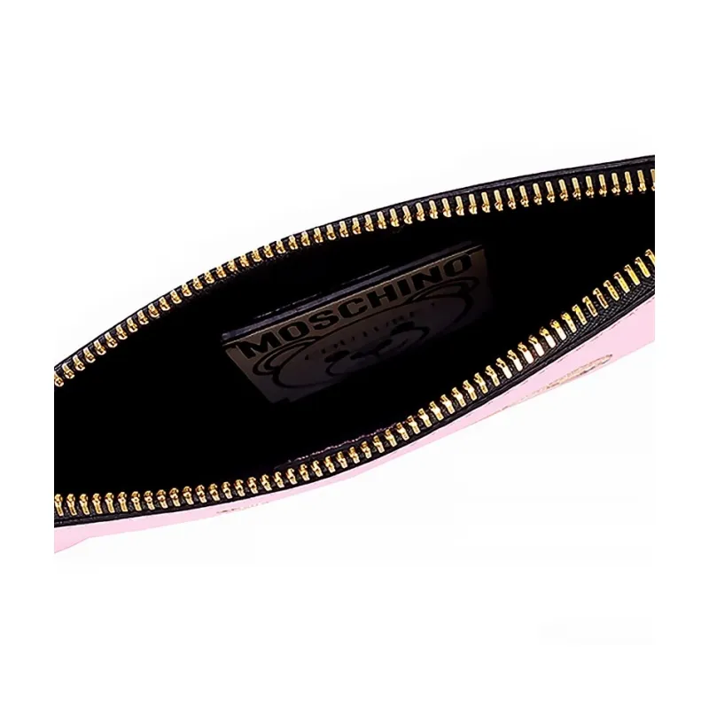 MOSCHINO Cow Leather Clutch Women's Pink-4