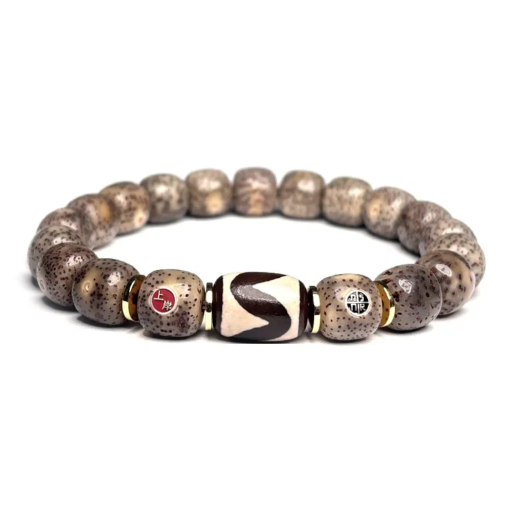 MOUNTAINS AND MANS Star Moon Bodhi Seeds New Chinese Style Good Luck Beaded Bracelet Unisex-4