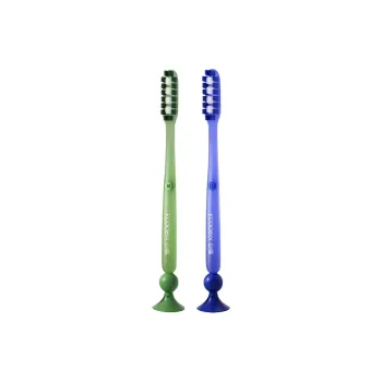 Ecoobix Long Cut Toothbrushes Soft Slip Resistant Handle With Bottom Suction Cup