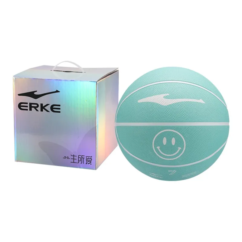 Erke Smiley Face Collection Rubber Basketball Brown Size 7.5 Training Competition Unisex-4