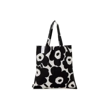 Marimekko Cotton Handbag, Shoulder Bag Women's Black & White
