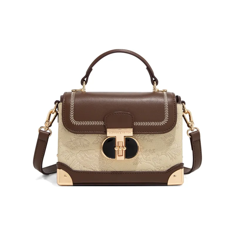 CLEVER& KETCH PU Handbags Shoulder Bags Women's Ecru/Coffee-2