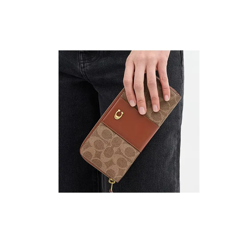 COACH Essential Coated Canvas Wallet Small Size Unisex Tan-3