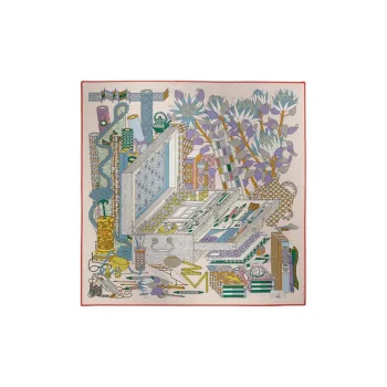 HERMES Mulberry Silk Scarves Women's Pearl Shell Pink