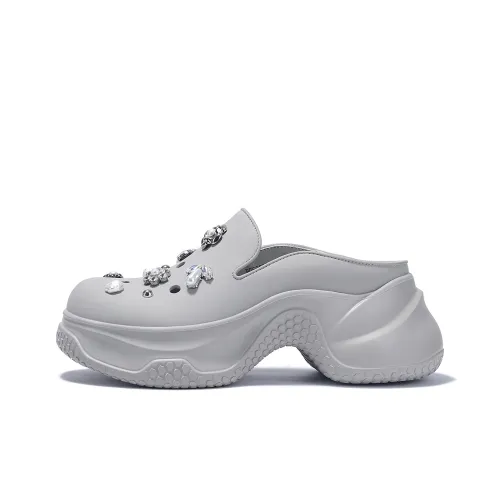 BELLALILY Rubber Sole Rhinestone Abrasion Resistant Wrap toe Slippers Women's