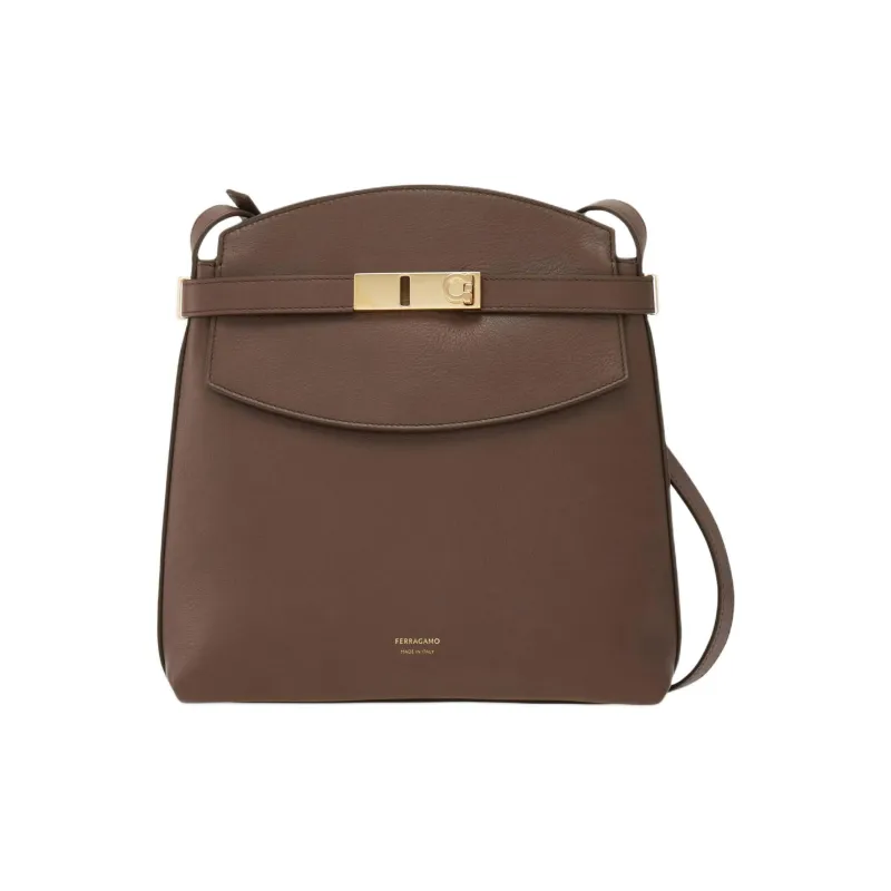 FERRAGAMO Hug Calfskin Messenger Bag Shoulder Bag Women's Clay-0