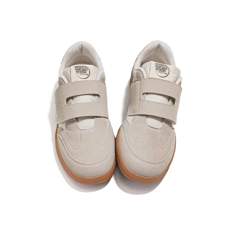 Feiyue Height Increasing Cushioning Low-Top Skateboard Shoes Women's Beige Gray-2