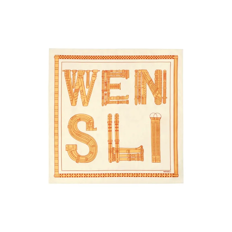 WENSLI Mulberry Silk Print Chinese Square Scarf SINCE1975 Silk Scarf Women's-2