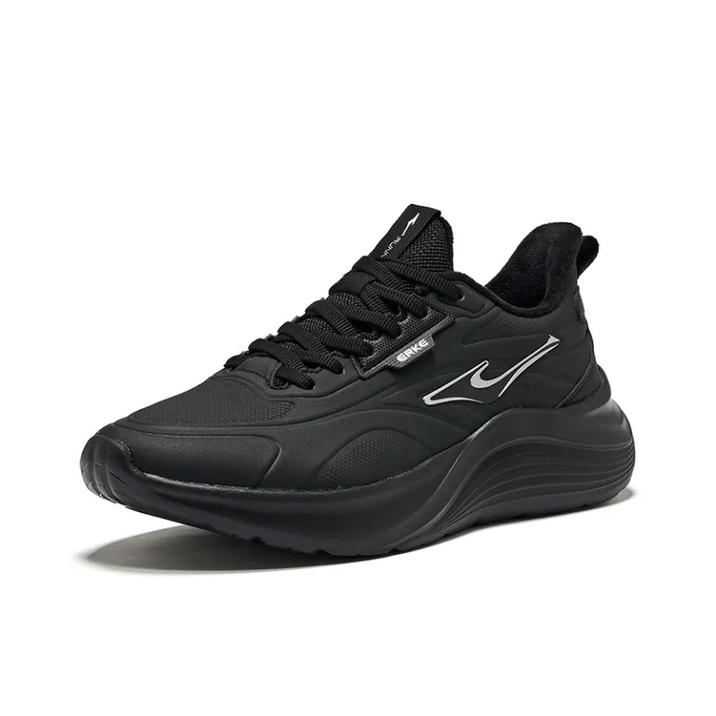 Erke Thermal Cushioning Abrasion Resistant Low Top Running Shoes Men's Jet Black-2