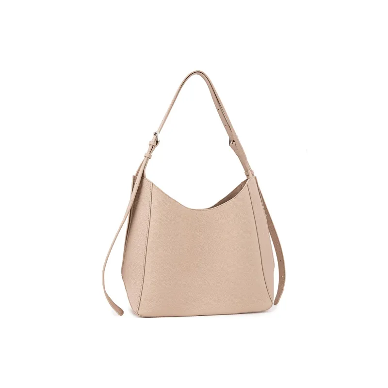 VENOF Top Grain Cow Leather Tote Bag, Shopping Bag, Shoulder Bag Women's Elephant Gray/Faux White-7