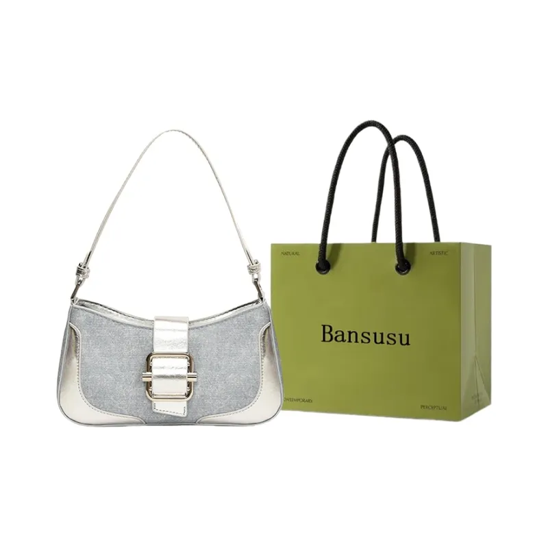 Bansusu PU Shoulder Bag Women's Denim Silver/Denim Brown/Denim Black-0