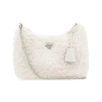 PRADA Wool Shoulder Bag Women's White