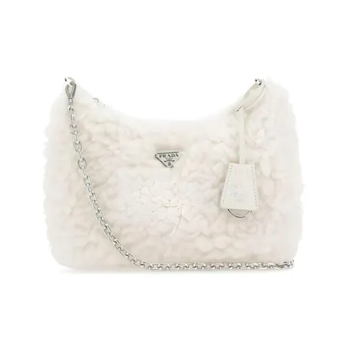 PRADA Wool Shoulder Bag Women's White