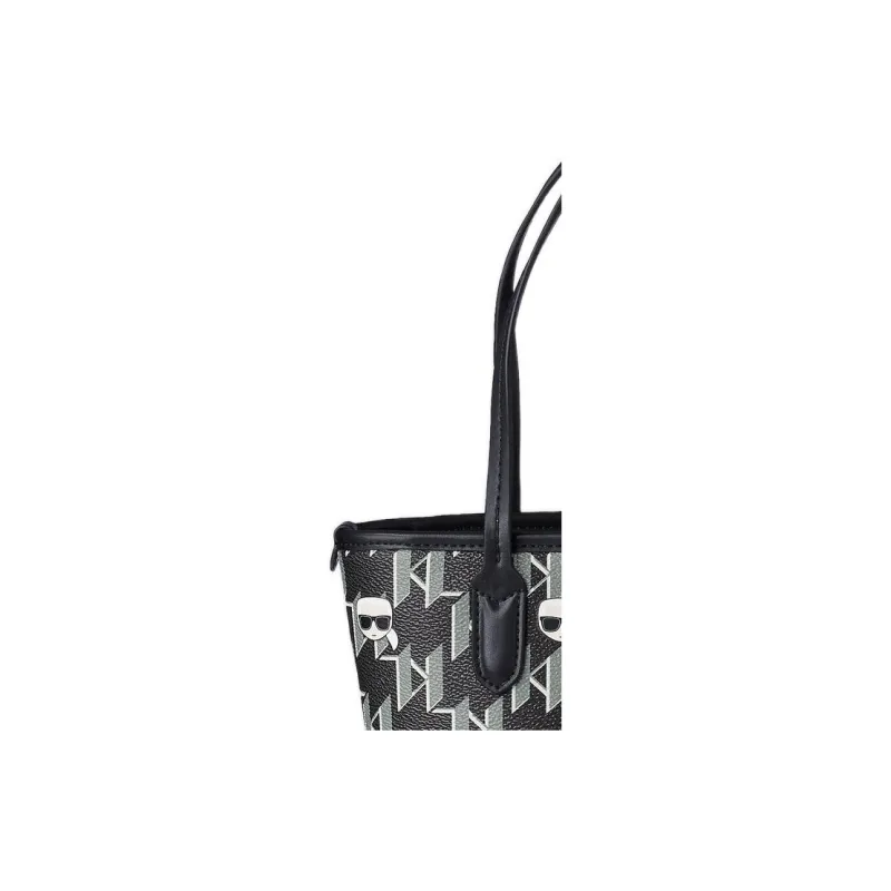 KARL LAGERFELD Polyurethane Tote Bag, Shopping Bag, Shoulder Bag, Crossbody Bag, Handbag Trumpets Women's Black-3