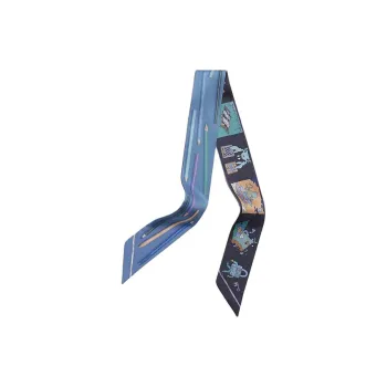 HERMES Mulberry Silk Scarves Women's Blue