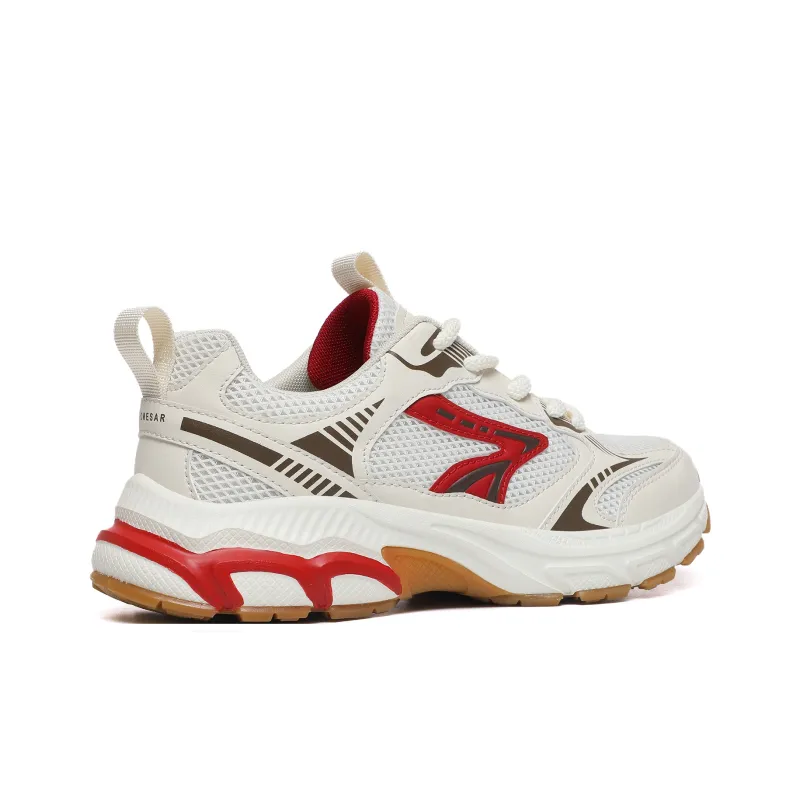 CEDAR HAN Slip Resistant, Abrasion Resistant, Lightweight Low Top Sprint Running Shoes Men's Beige Red-3