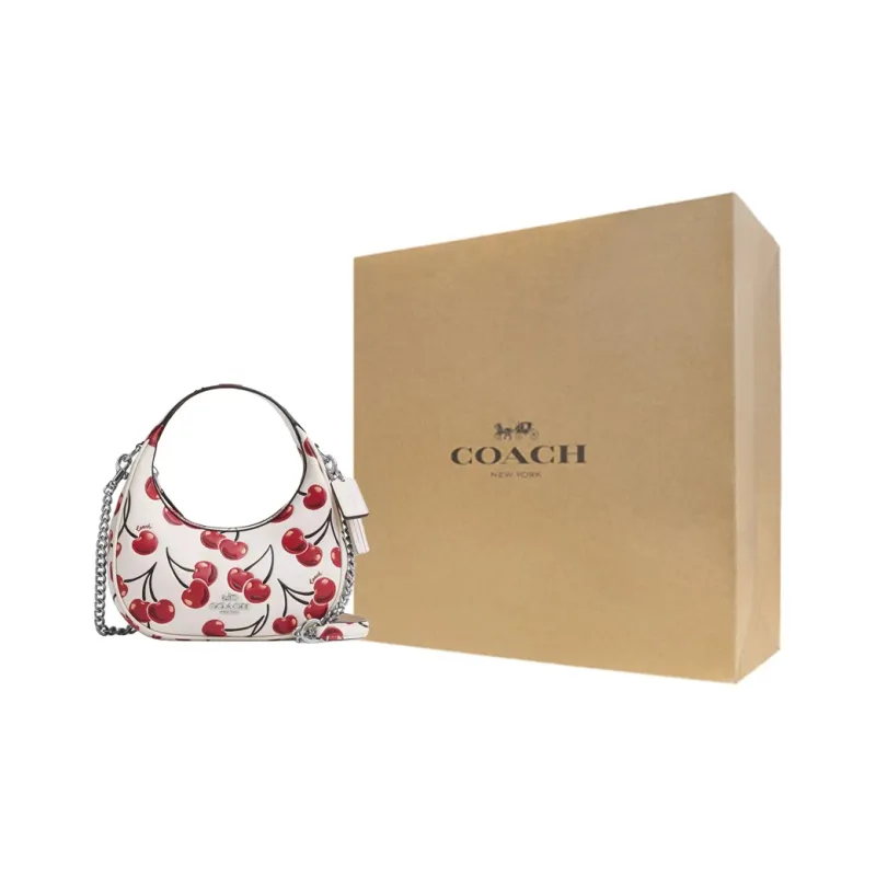 COACH CARMEN Leather Shoulder Bag Crossbody Bag Handbag Mini Women's Chalk-8