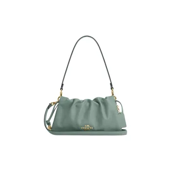 COACH Faye Leather Crossbody Bag Shoulder Bag Medium Size Women's Gold With Sage Green