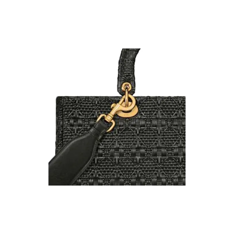 DIOR Lady Dior Sheepskin Dior Bag Shoulder Bag Handbag Large Size Unisex Black-4