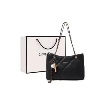 CinvaiKrose Synthetic Leather Shoulder Bag Crossbody Bag Tote Large Size Women's Coffee/Black