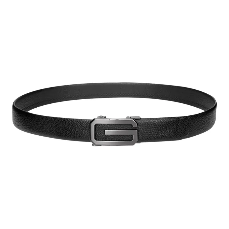 GOLF Automatic Buckle Cow Leather Belt Boyfriend Men's Gunmetal/Gold 3.5cm-2