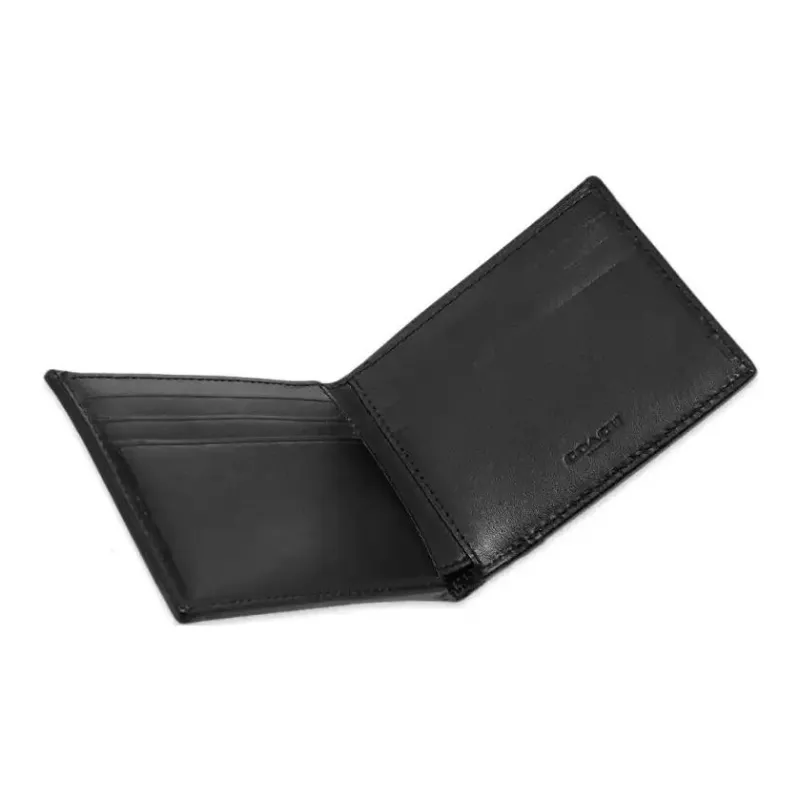 COACH Billfold Wallet Canvas 50% Off Wallet Men's Black Gray-4