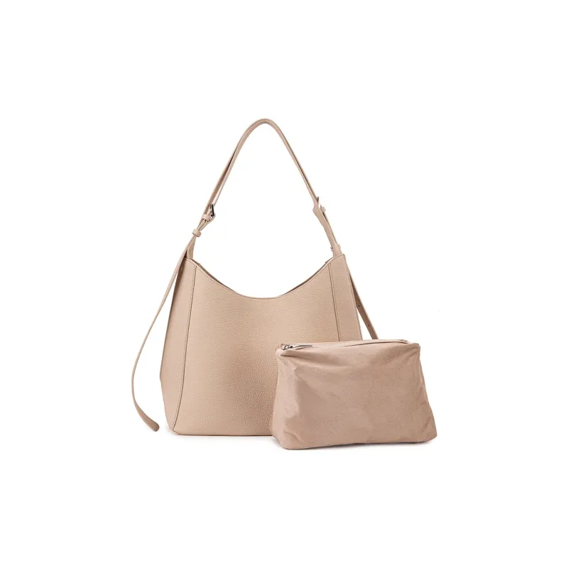 VENOF Top Grain Cow Leather Tote Bag, Shopping Bag, Shoulder Bag Women's Elephant Gray/Faux White-9