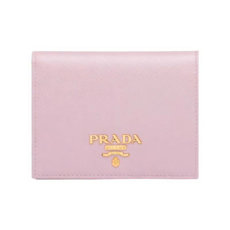 PRADA Saffiano Leather Wallet Women's Cherry Blossom Pink-0