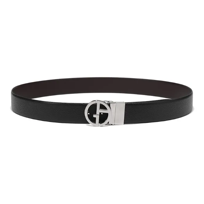 AMANI Cow Leather Leather Belts Men's Black Width: 4cm-4