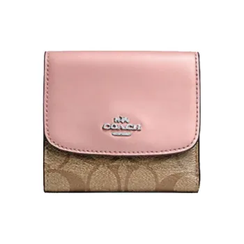 COACH PVC Polyvinyl Chloride Clutch Wallet Women's Light Pink & Light Brown Monogram