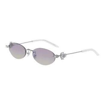 GENTLE MONSTER Metal Gemstone Oval Sunglasses Unisex Silver