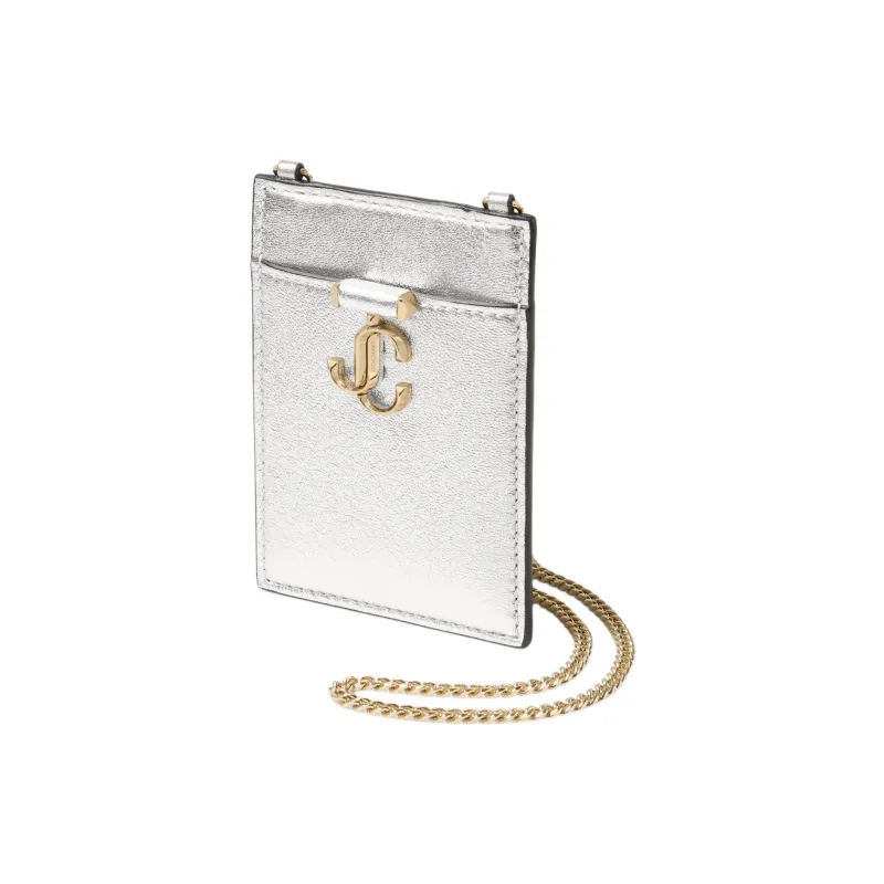 Jimmy Choo Nappa Leather Card Holder Women's Silver-1