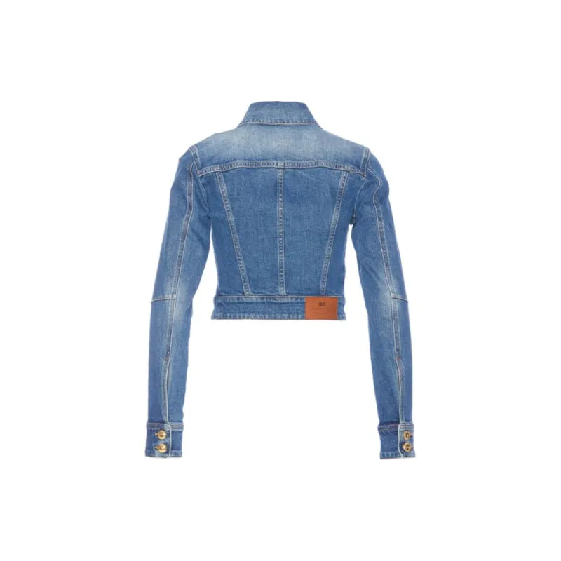Elisabetta Franchi Straight Hem Cropped Denim Jacket-1