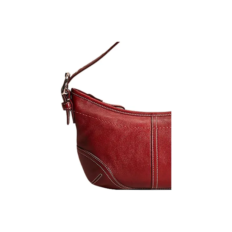 COACH Hobo Leather Shoulder Bag Handbag Small Size Women's Red-1
