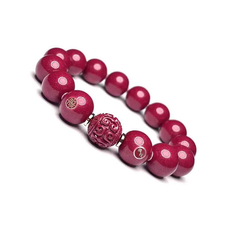 MOUNTAINS AND MANS Cinnabar New Chinese Style Happiness And Good Luck Beaded Bracelet Men's-7